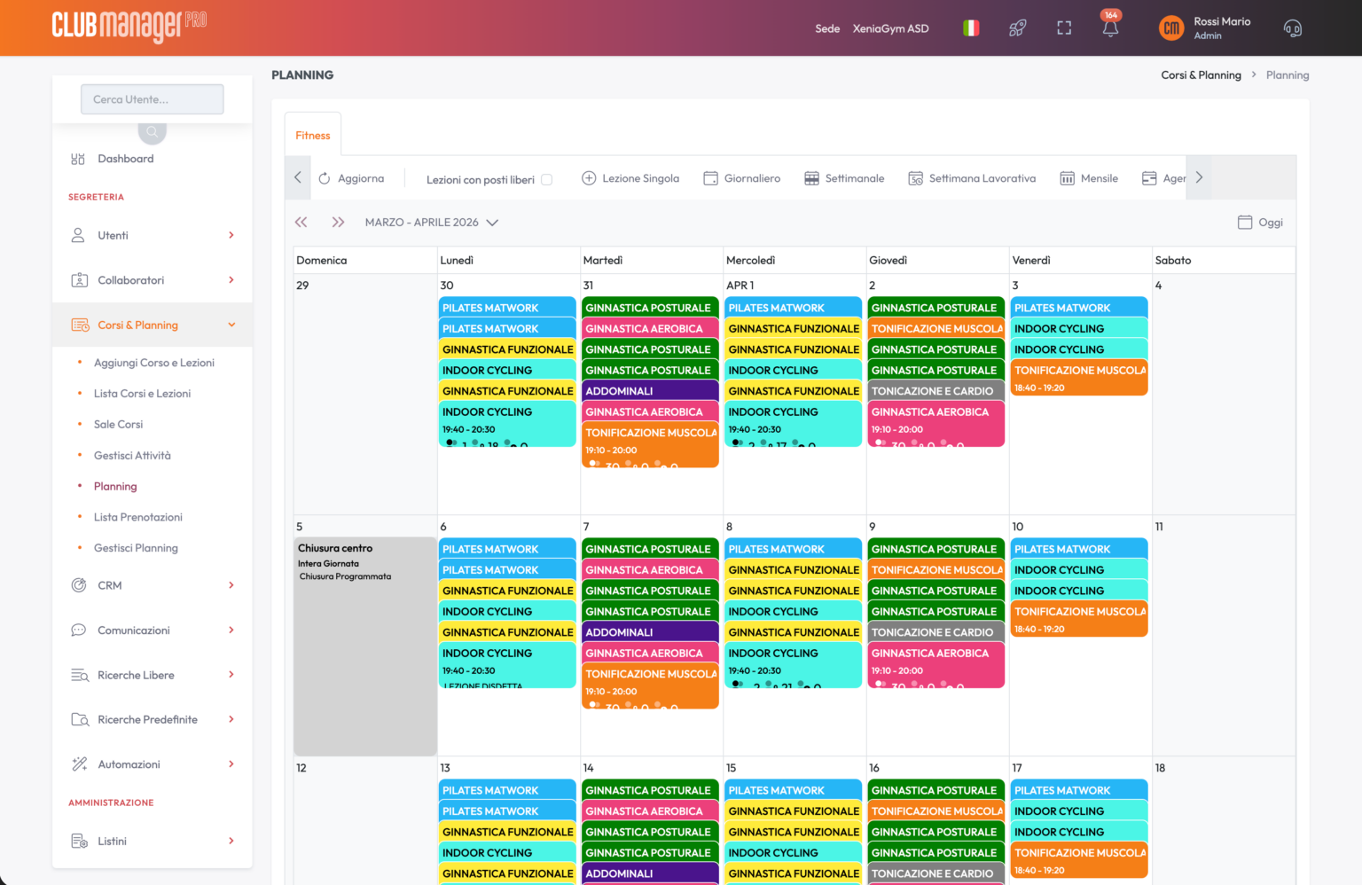 Gestionale Software in Cloud per Palestre - Segreteria Planning Prenotazione Corsi