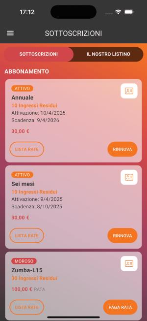 Sottoscrizioni Utente